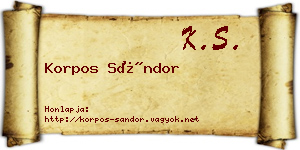 Korpos Sándor névjegykártya