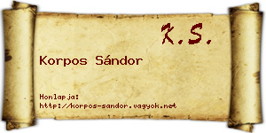 Korpos Sándor névjegykártya
