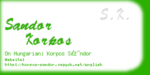 sandor korpos business card